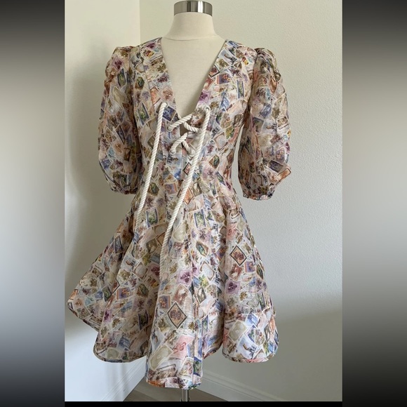 Zimmermann high tide lace up mini dress - Picture 2 of 4